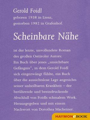 cover image of Scheinbare Nähe